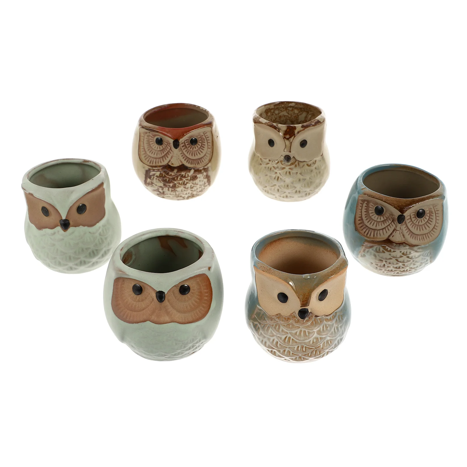 

6Pcs Adorable Flowerpot Ceramic Owl Succulent Pot Planter Creative Planter