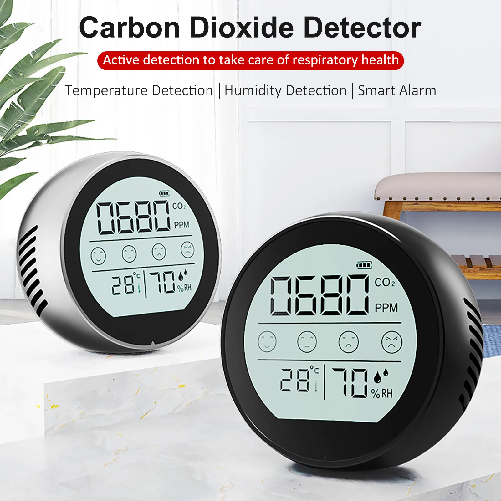 

Professional CO2 Detector Carbon Dioxide Sensor,Air Quality Monitor Temperature Humidity Tester with Alarm System