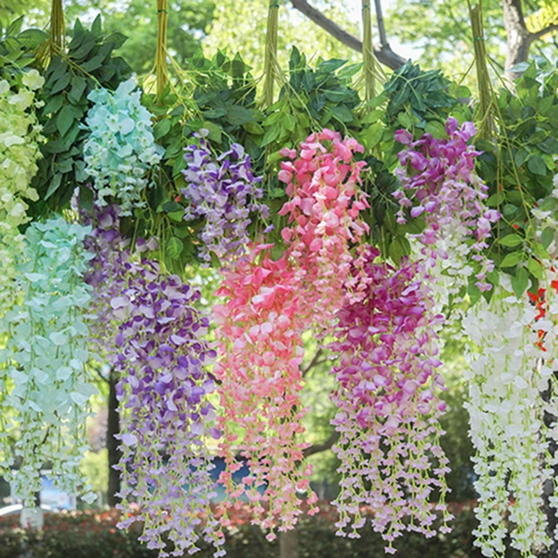 

Artificial Flowers Vine Wreath Wedding Arch Decoration Leaf Rattan Trailing Silk Flower Ivy Home Living Room Wall Decor Plants