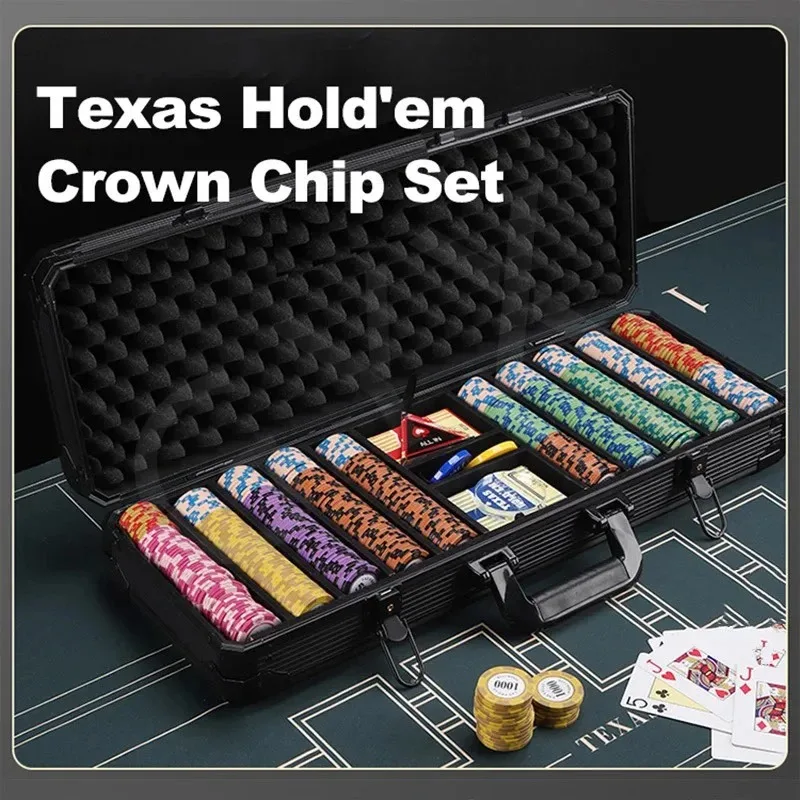 Texas Hold ɾm Poker Многопользовательский чип-бокс Pro Game Set 200 шт. Казино