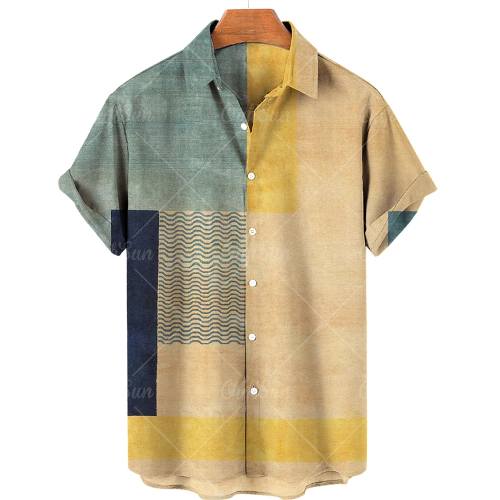 

Oversized art stitching clothing men's shirt Harajuku 3D tops Hawaiian shirts men's casual clothing custom printed clothes tops