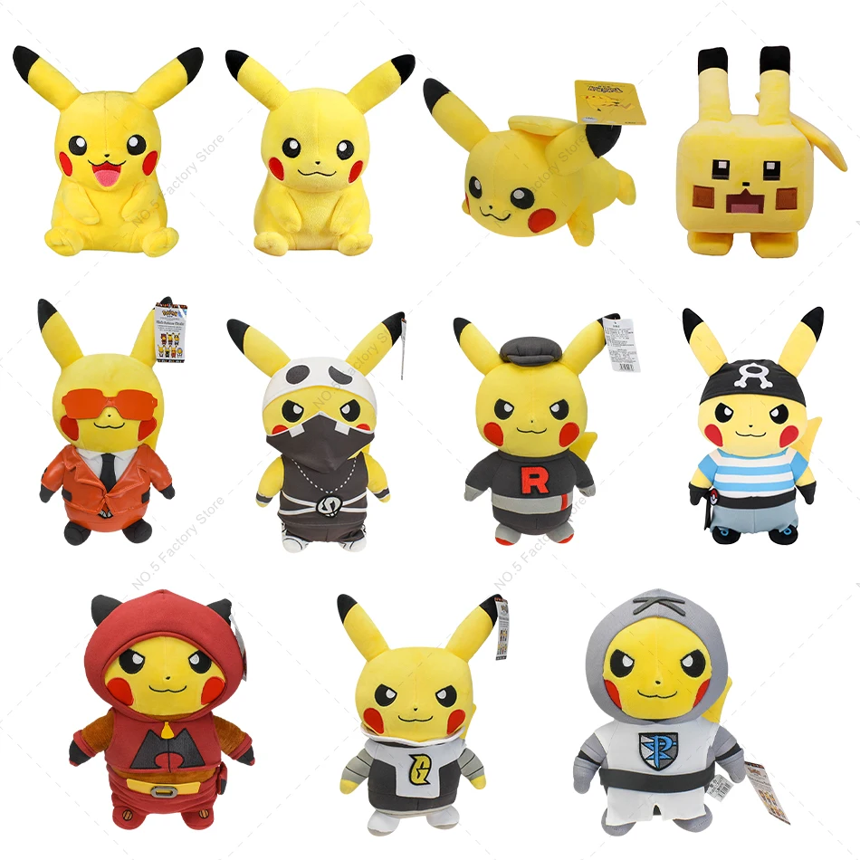 

Original Kawaii Pokemon Pikachu Stuffed Toys Cartoon Cute Plush Dolls Throw Pillow Birthday Gift For Kids Boys Home Decoration