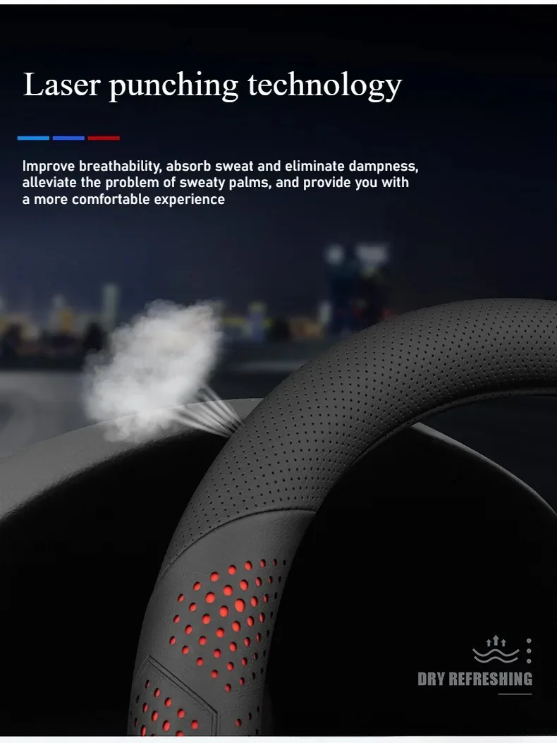 Фото Кожаный чехол на руль автомобиля для Toyota CHR, RAV4, Corolla, Highlander, Prius, Yaris, Prius, RAIZE, RUSE, Auris, Camry – Аксессуары №5