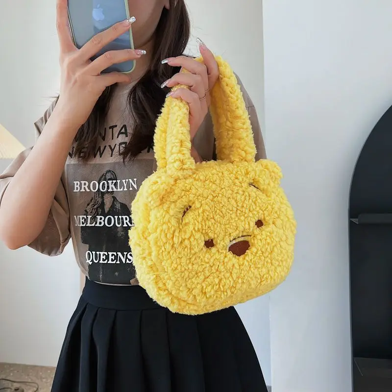 

Plush Cute Cartoon Pooh Bear Women's Bag Shoulder Bag Large Capacity Girls Plush Bag cute bag