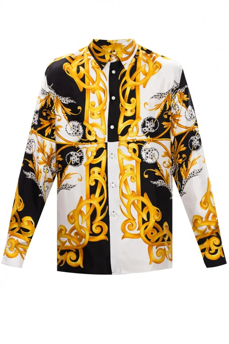 Рубашка мужская с длинным рукавом и отложным воротником люксовая модная блуза