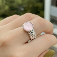 fashion gem rings for women cute pink color stone engagement wedding jewelry simple classic female finger rings gift