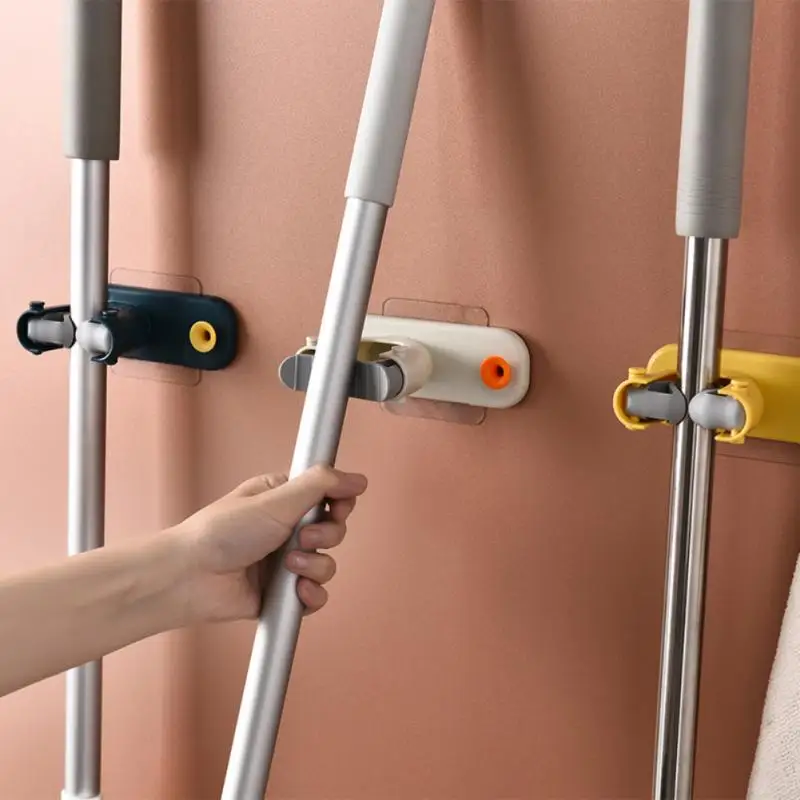 

Self-adhesive Mop Holder Storage Rack Hook Wall Mounted Multi-Functional Mount Broom Holder Kitchen Storage Rack Bathroom Tools