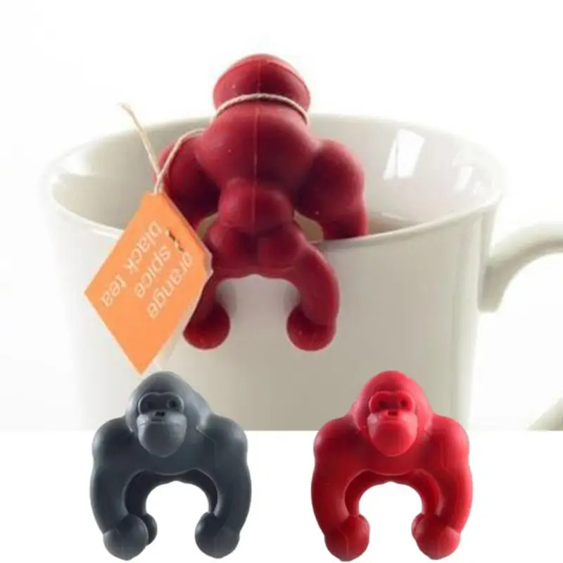 

Silicone Tea Bag Holder Reusable Tea Clip Soft Silicone Creative Decoration Drinkware Anti-overflow Chimpanzee Tea Bag Holder