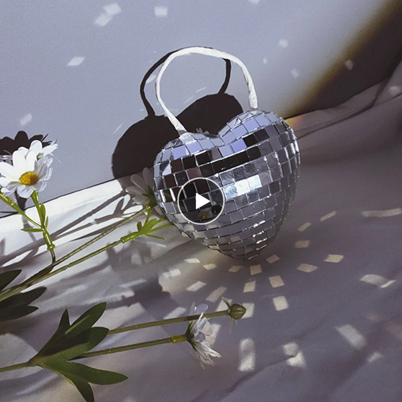 

Disco Ball Can Be DIY Custom Heart Shape Love Disco Ball Figurines Room Decor Wind Chimes Purely Handmade Home Decor Love Gift