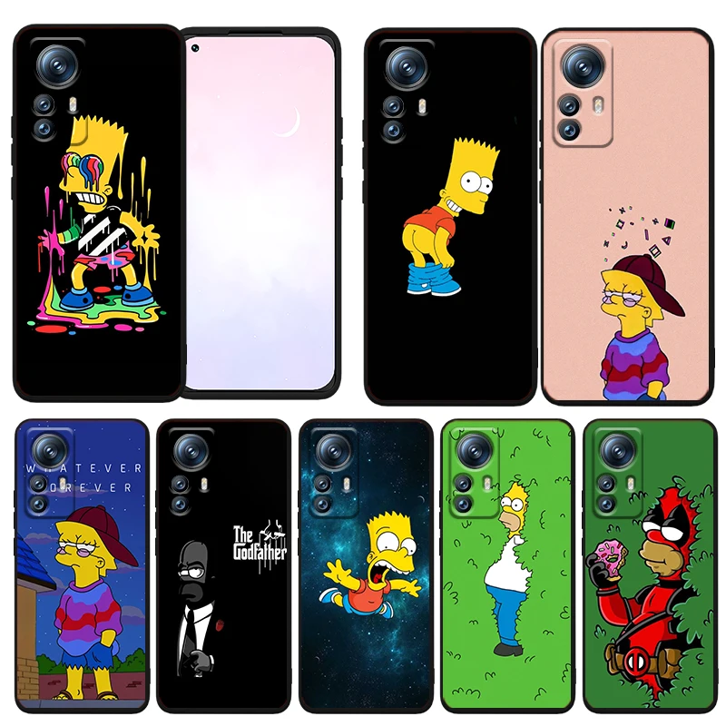 

Phone Case For Xiaomi Mi 13 12T 12S 12X 12 11 11T 11i 10T 10 9 Pro Lite Ultra 5G Funda Anime Simpsons Lisa Bart Black Cover