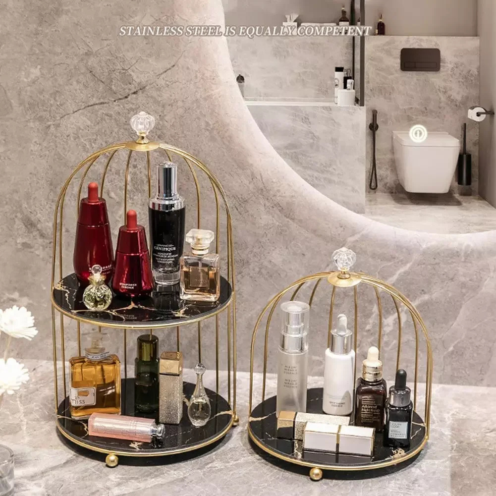

Nordic Iron Storage Shelf Creative Birdcage Cosmetic Organizer Make-Up Storage Racks Lipstick Perfume Shelf Holder Container