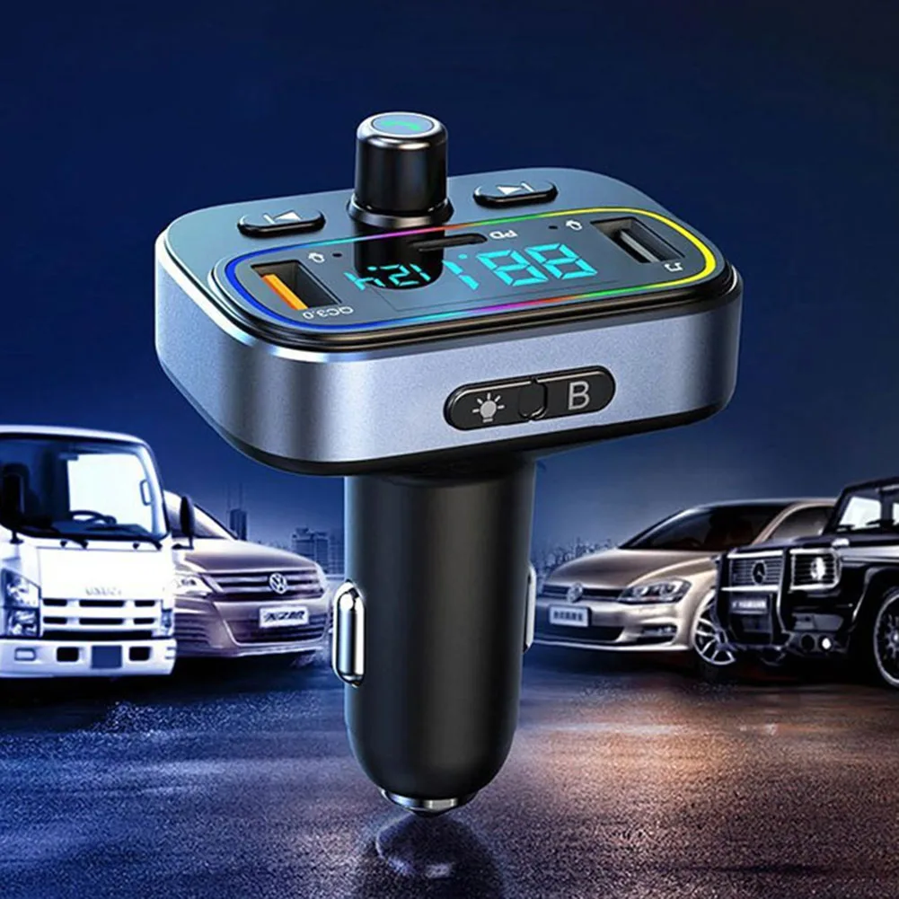 

1x Wireless Bluetooth Car FM Transmitter MP3 Player Radio Black USB Charger Adapter 12-24V 10~26V 20W 5W + 18W Durable New