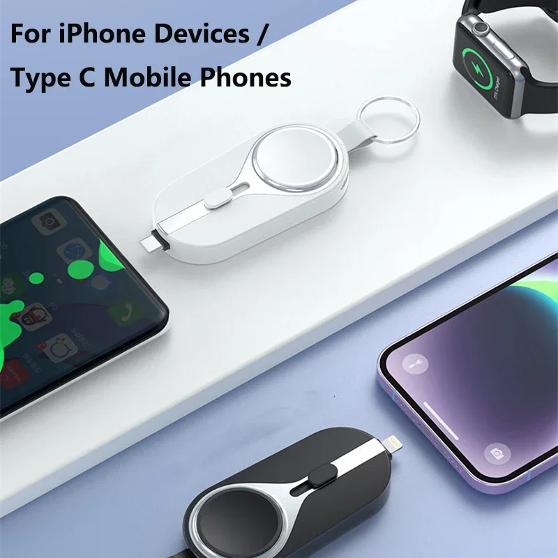Фото Беспроводное зарядное устройство Mini Power Bank 2-в-1 для iWatch Apple Watch iPhone 16 15 14 13 12 Pro и Xiaomi, внешнее зарядное устройство №3