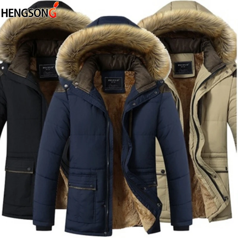 

Winter Thick Warm Male Muti Color Patchwork Hooded Stand Collar Coat Jackets Pockets Casual Coat Men Outwear Jackets