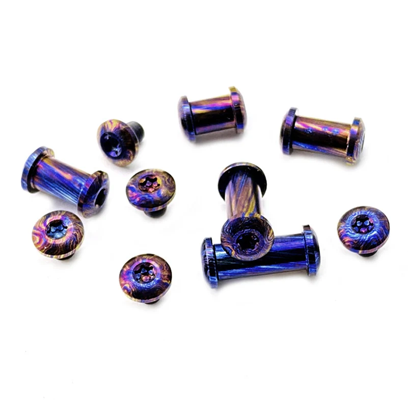 

3 размера CNC Timascus титановый материал дамасский шаблон нож пара запорных винтов M3.5 винты T8 звездообразная головка шпинделя заклепки гвозди