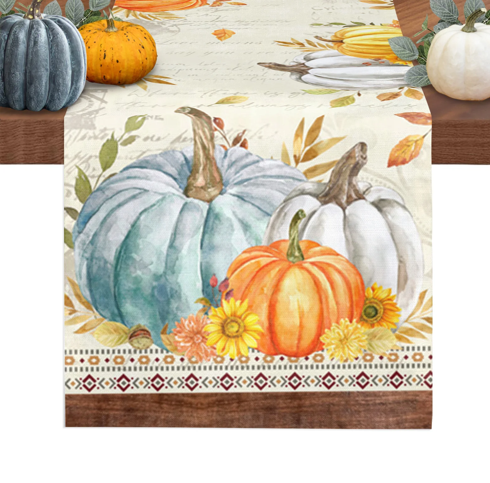 

Pumpkin Harvests Leaves Table Runner Home Wedding Table Flag Mat Table Centerpieces Decoration Party Dining Long Tablecloth