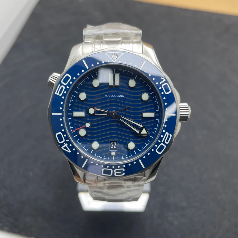 

42mm Men's Automatic Mechanical Watch 316 Stainless Steel Blue Corrugated Dial Waterproof Watch Super Luminous Ceramic Bezel