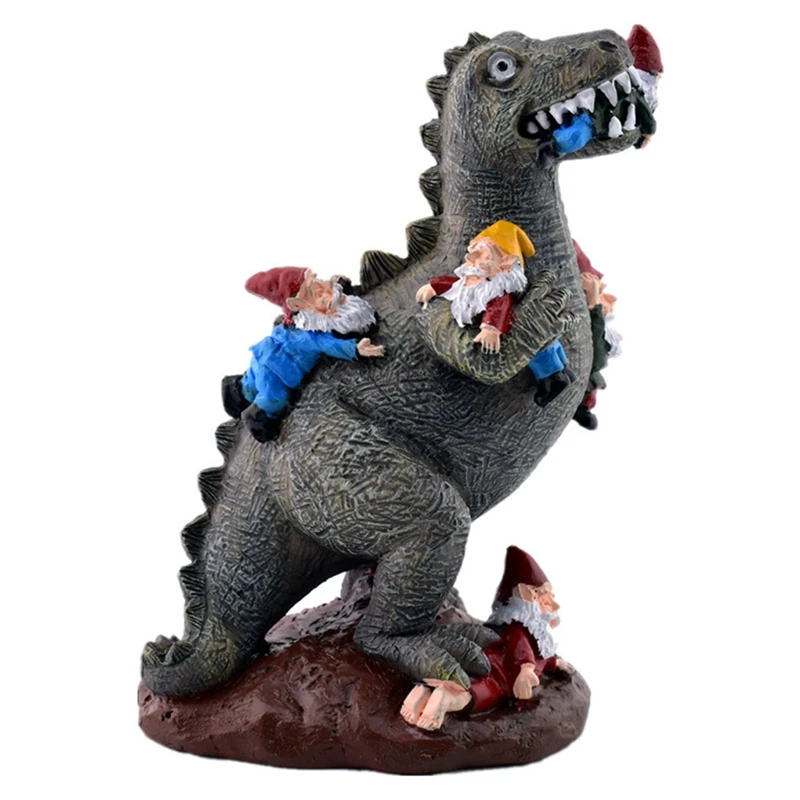 

Садовые статуи гнома, динозавры едят гномов, украшения для сада, цветочный горшок, микроландшафтная уличная фигурка, украшение