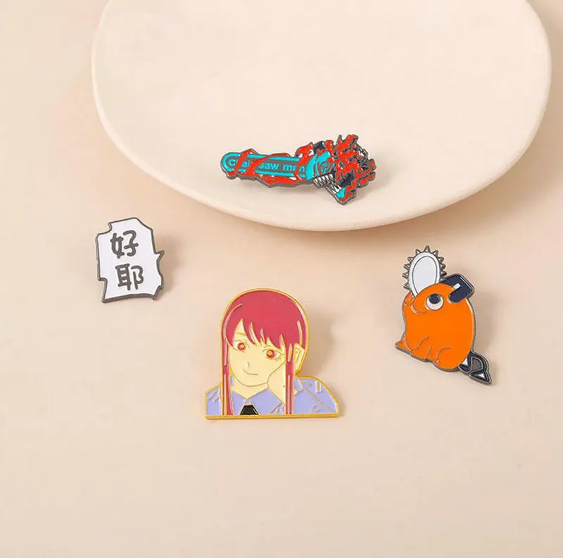 

10 PCS / LOT Chainsaw Man Enamel Pins Custom Pochita Makima Brooches Lapel Badges Cartoon Icons Anime Jewelry
