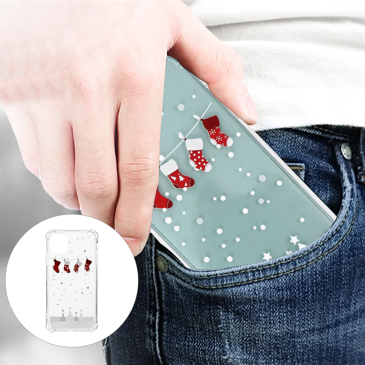 

1 Pc Anti-fall Christmas Pattern Case Cover for Iphone11 Iphone 13 case