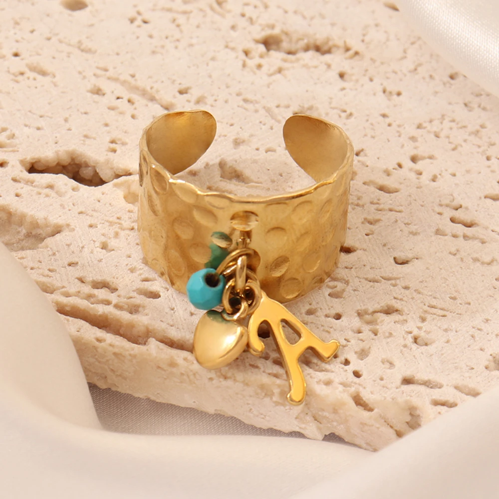 Кольцо с буквой из нержавеющей стали 316L для женщин 26 кулон в форме сердца A-Z