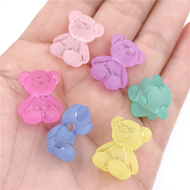 

10Pcs Transparent Bear Rabbit Resin Beads Findings For Necklaces Earrings Jewelry Making Colorful Cute Craft Accessories
