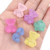 10pcs transparent bear rabbit resin beads findings for necklaces earrings jewelry making colorful cute craft accessories