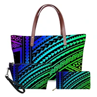 tribal maori style print tote bags purse neceser set high quality handbag multifunctional bolso for women 2022