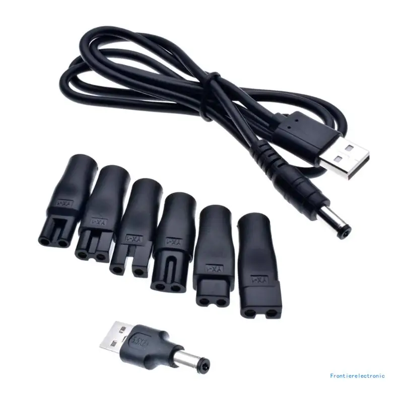 

8Pcs Universal Hair Razors Adapter with USB Cable DC5521 Connector Adaptors DropShipping