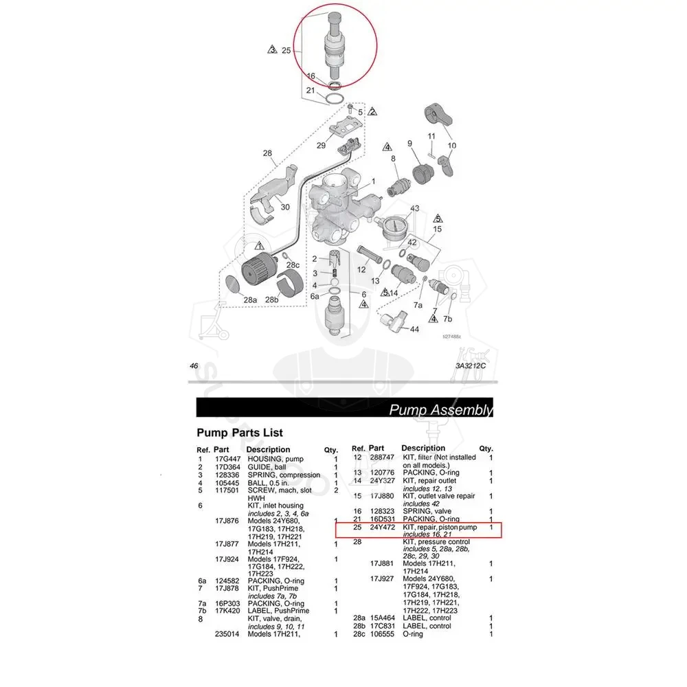 24Y472 Комплект для замены насоса распылителей краски ProXChange ProX21 ProX17 ProX19 GX FF