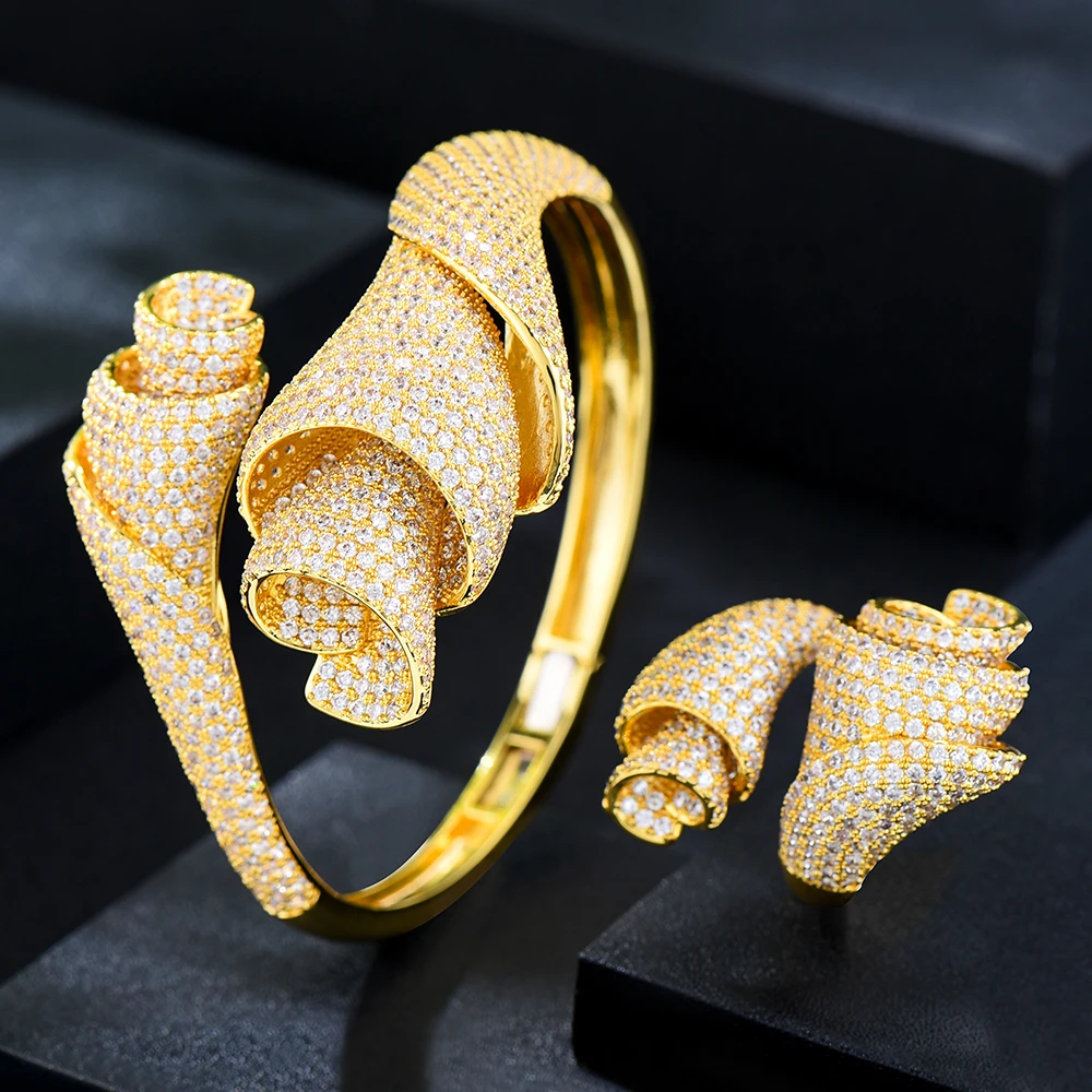 GODKI Роскошные комплекты из 4 предметов с цветами ожерелье серьги кубический