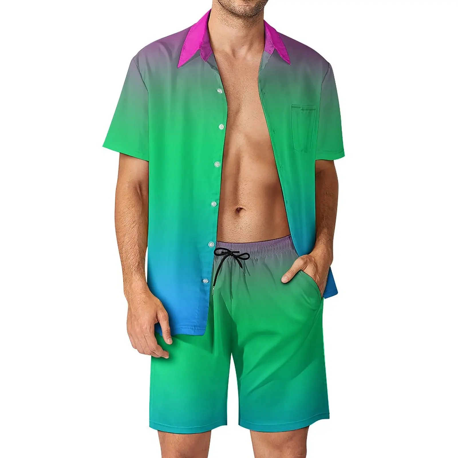 

Men's Beach Suit Gradient Polysexual Flag 2 Pieces Suit High Grade Running Cute