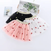 love new embroidered flower skirts popular childrens skirts girls mesh all match waist skirts medium size childrens skirts