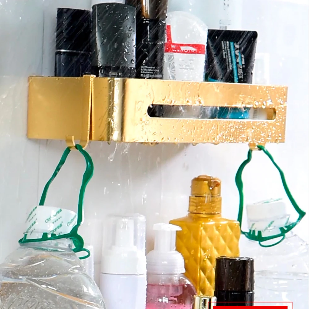 corner shelves shower shampoo holder toliet square storage rack wall brushed gold aluminum kitchen hanger bathroom accessories free global shipping
