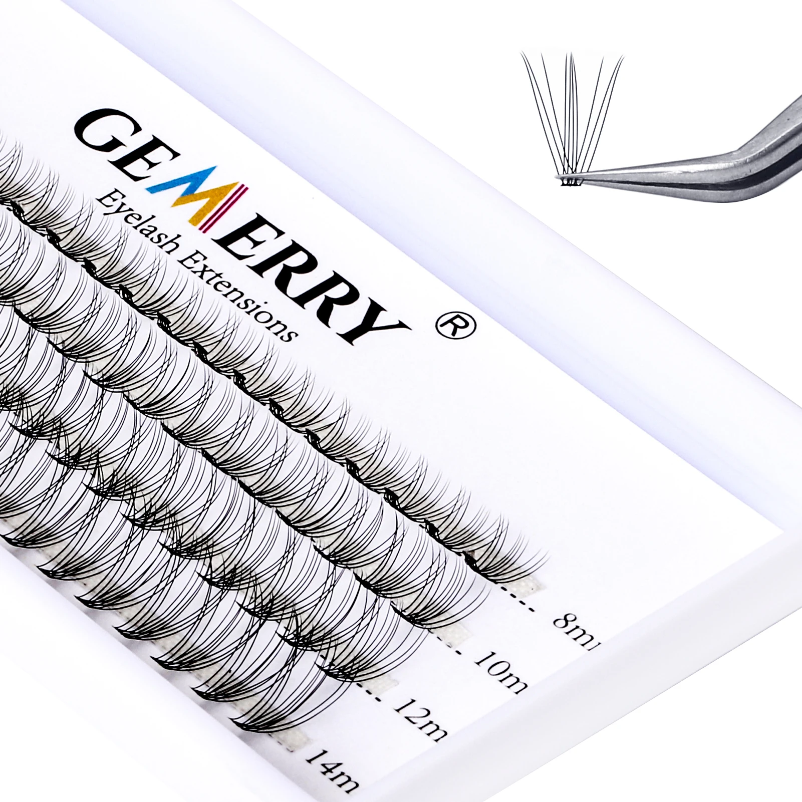 Gemerry 80 Bundles Cluster Eyelash Extension 10/20/30/40D Premade Fan Lashes Russian Volume Eyelashes Thick Mink Strip Lashes