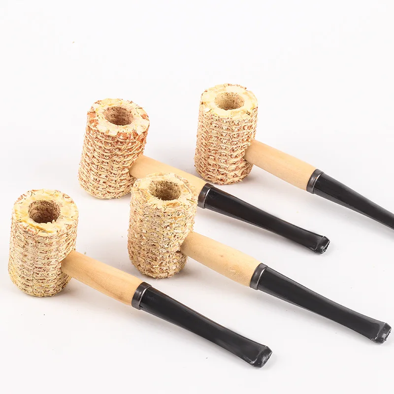 

Large corn pipe natural corn cob corn pipe novice straight curved cut tobacco pipe
