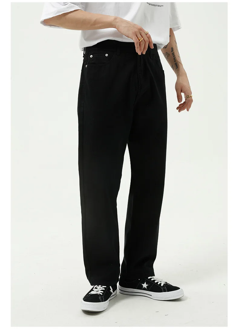 Four Seasons Men's Jeans Basic Korean Version Simple Jeans Slim Straight Pants Fashion Street Men's Pants Ins Hot Sale JEANS