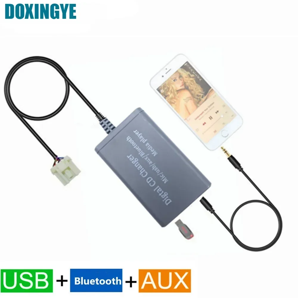 

DOXINGYE AUX USB Bluetooth автомобильный MP3 адаптер для замены компакт-дисков Bluetooth Handsfree USB зарядка для Mazda 2/3/5/6/CX7/MX5/MPV/Miata/RX8