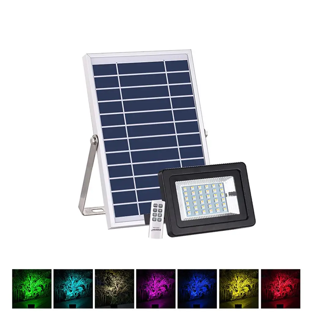 

Solar RGB Floodlight with Remote Control Outdoor Light 3 2V 6000mAh Lamp 36LED Tree Lights for Garden Lawn Yard