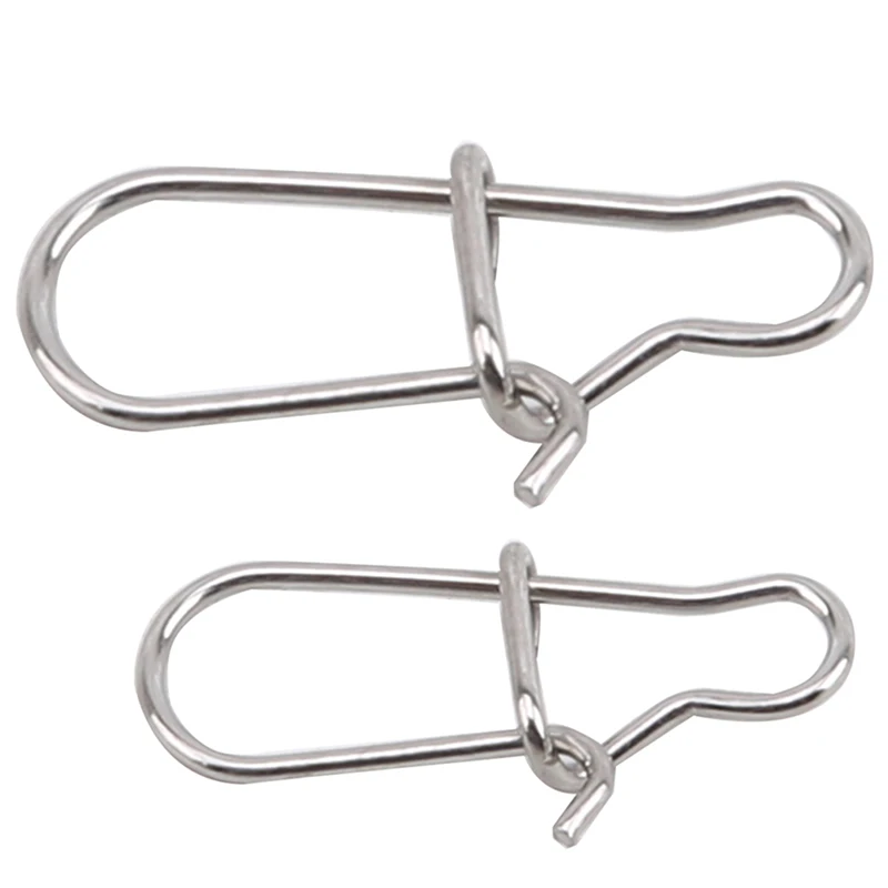 

50Pcs/Set Fishing Connector Hooked Barrel Lure Carp Tool Goods Fishing Line Clip Lock Stainless Steel Swivel Solid Safety Snaps