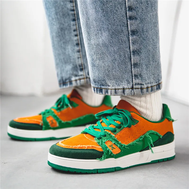 Spring Fashion Orange Men's Designer Sneakers Skateboard Outdoor Sports Platform Skate Shoes Men Trainers zapatillas hombre 2022