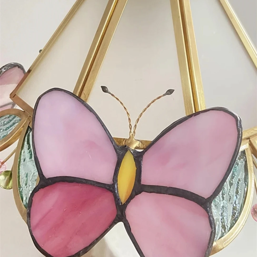 Французская лампа в стиле ретро латунная ручная пайка олова витраж маленькая