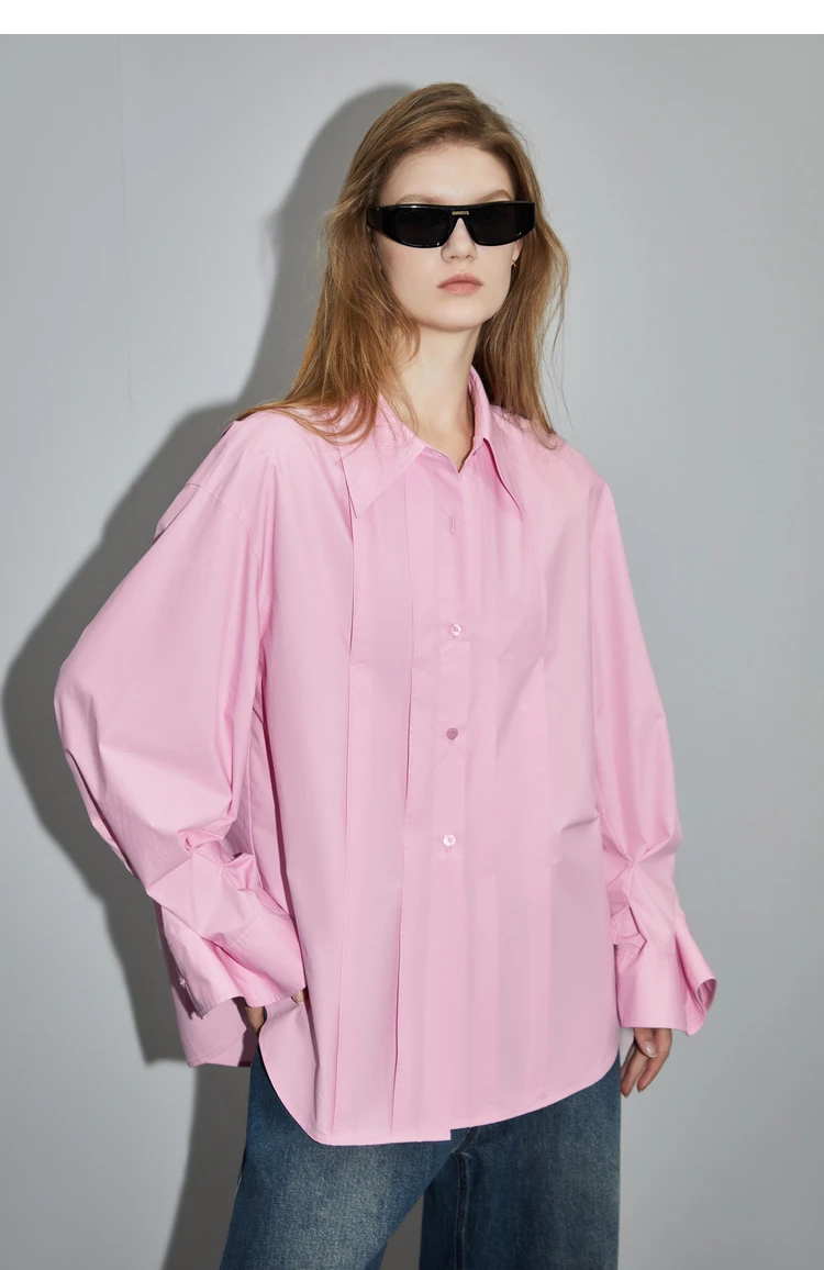 AAA 2024 летние корейские повседневные однотонные блузки с отложным воротником