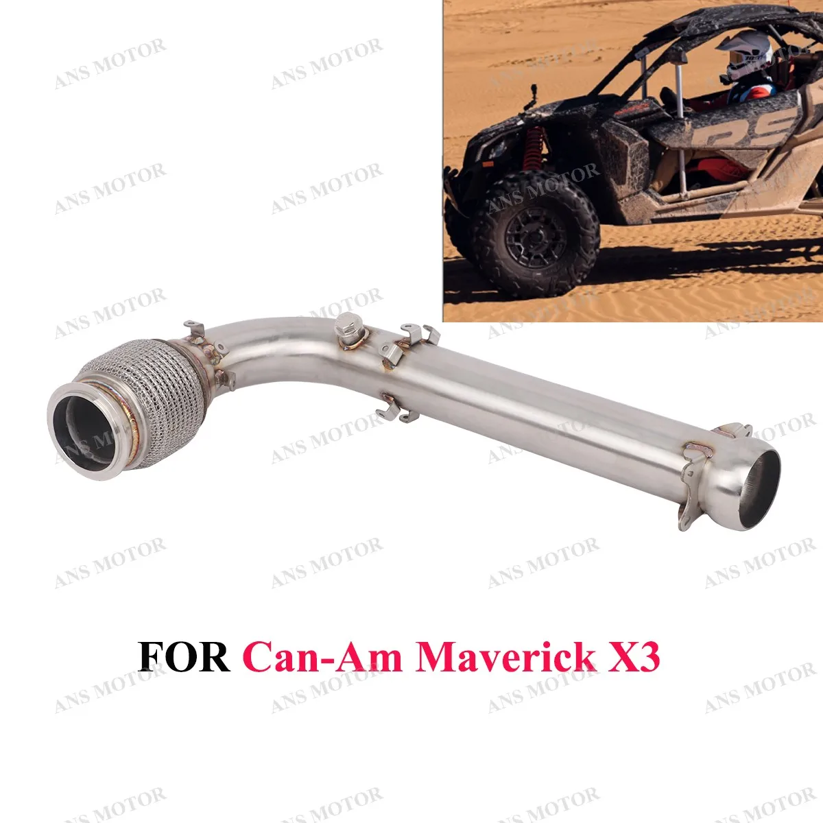 

Надевается для Can Am Maverick X3 Turbo R RR Max X3 2017-2023, выхлопная средняя труба мотоцикла UTV Maverick X3, выхлопная труба