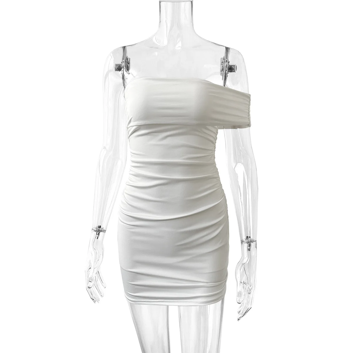 Платье на одно плечо с диагональным воротником новая трансграничная юбка бедрах