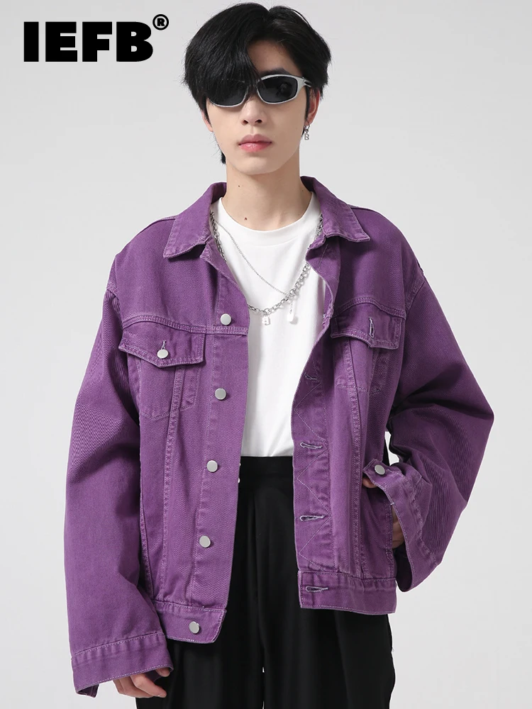 

Куртка IEFB мужская с отложным воротником, свободная однобортная в Корейском стиле, фиолетовая модная одежда, 9A1721, весна 2022