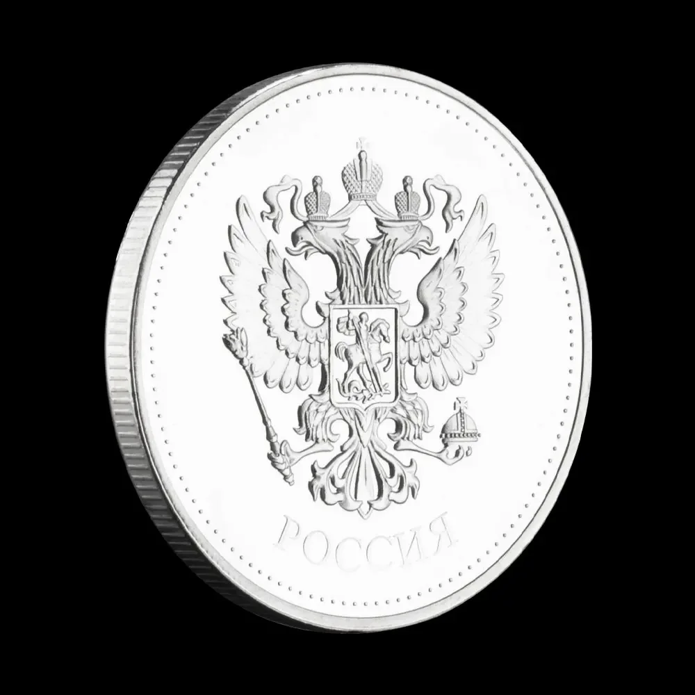 Русский Казанский Кремль посеребренная сувенирная монета двойная голова узор