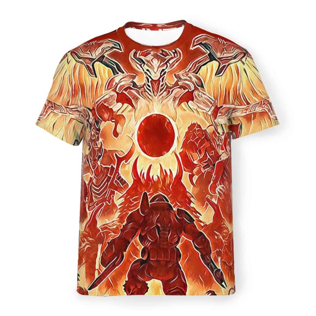 

Polyester TShirt for Men Doom Shooting Game Dota Red Eternal Basic Summer Thin T Shirt High Quality Loose