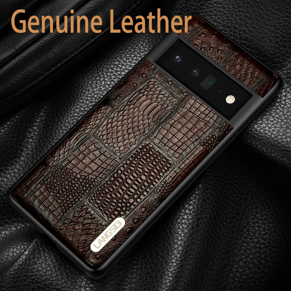 

LANGSIDI Genuine Leather Case for Google Pixel 7a 7 6 Pro 6A 5 5A 4A 5G Luxury Fashion leather cover for pixel7a fundas coque