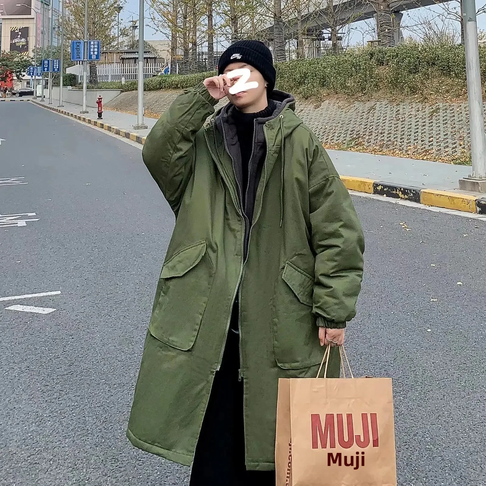 Новинка зимы 211 мужское хлопковое пальто средней длины куртка с хлопковой